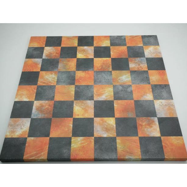 14.5" Faux Leather Fire & Dusky Black Chess Board Traditional Games Worldwise Imports [SK]   