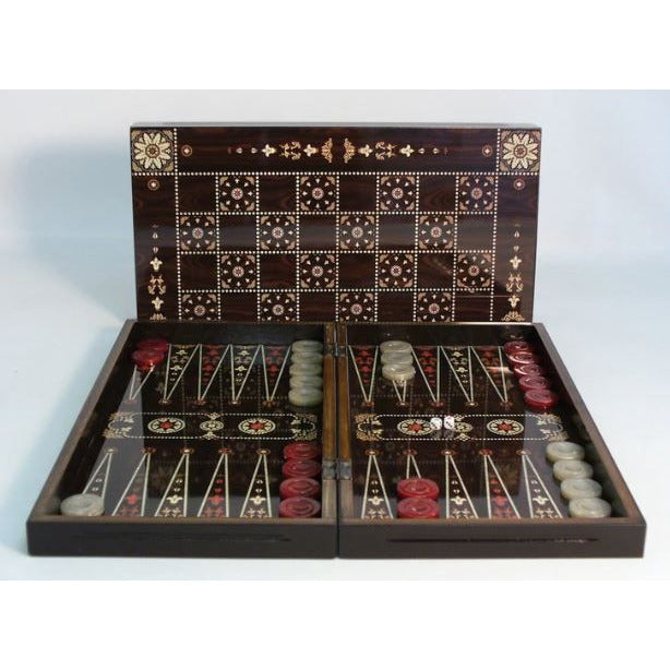 19" Flowered Decoupage Backgammon set Traditional Games Worldwise Imports [SK]   