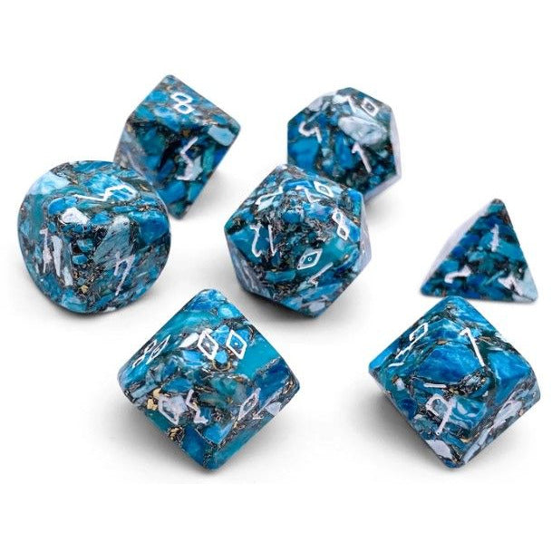 Norse Foundry Blue Howlite with Brass Dice Dice Sets & Singles Norse Foundry [SK]   