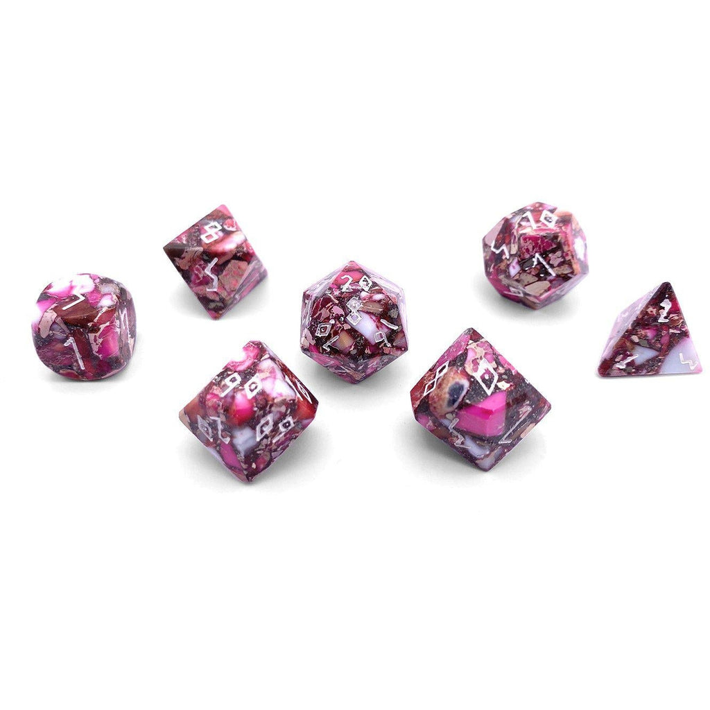 Norse Foundry Gemstone Dice Pyrite Red Jas Dice Sets & Singles Norse Foundry [SK]   