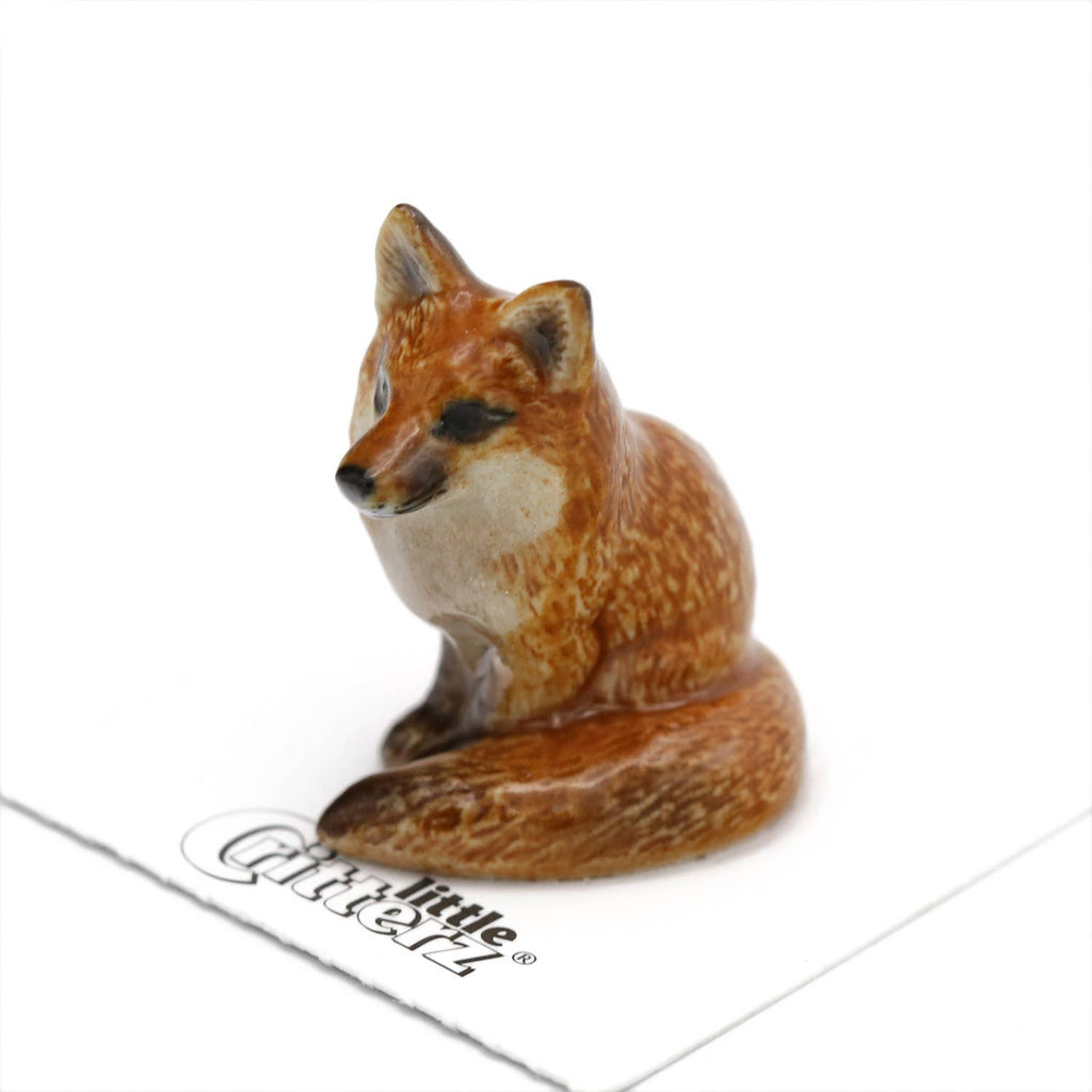 Little Critterz Brush Red Fox Sitting Porcelain Miniature Giftware Little Critterz [SK]   