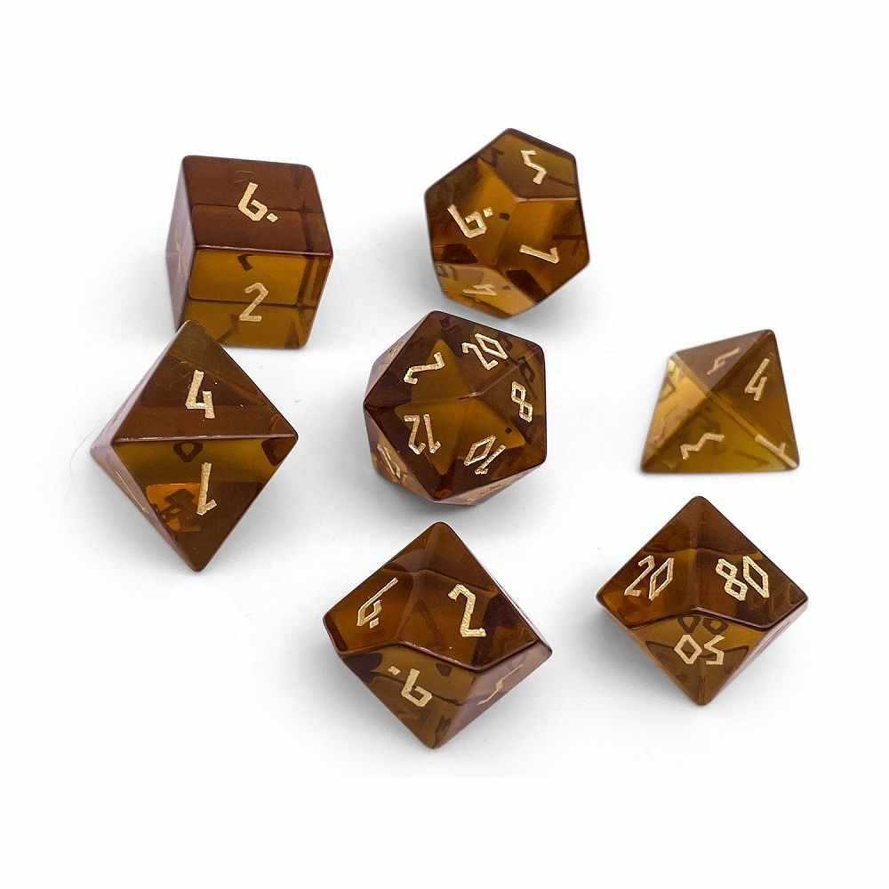 Norse Foundry Poly Dice Set Zircon Glass: Amber Dice Sets & Singles Norse Foundry [SK]   